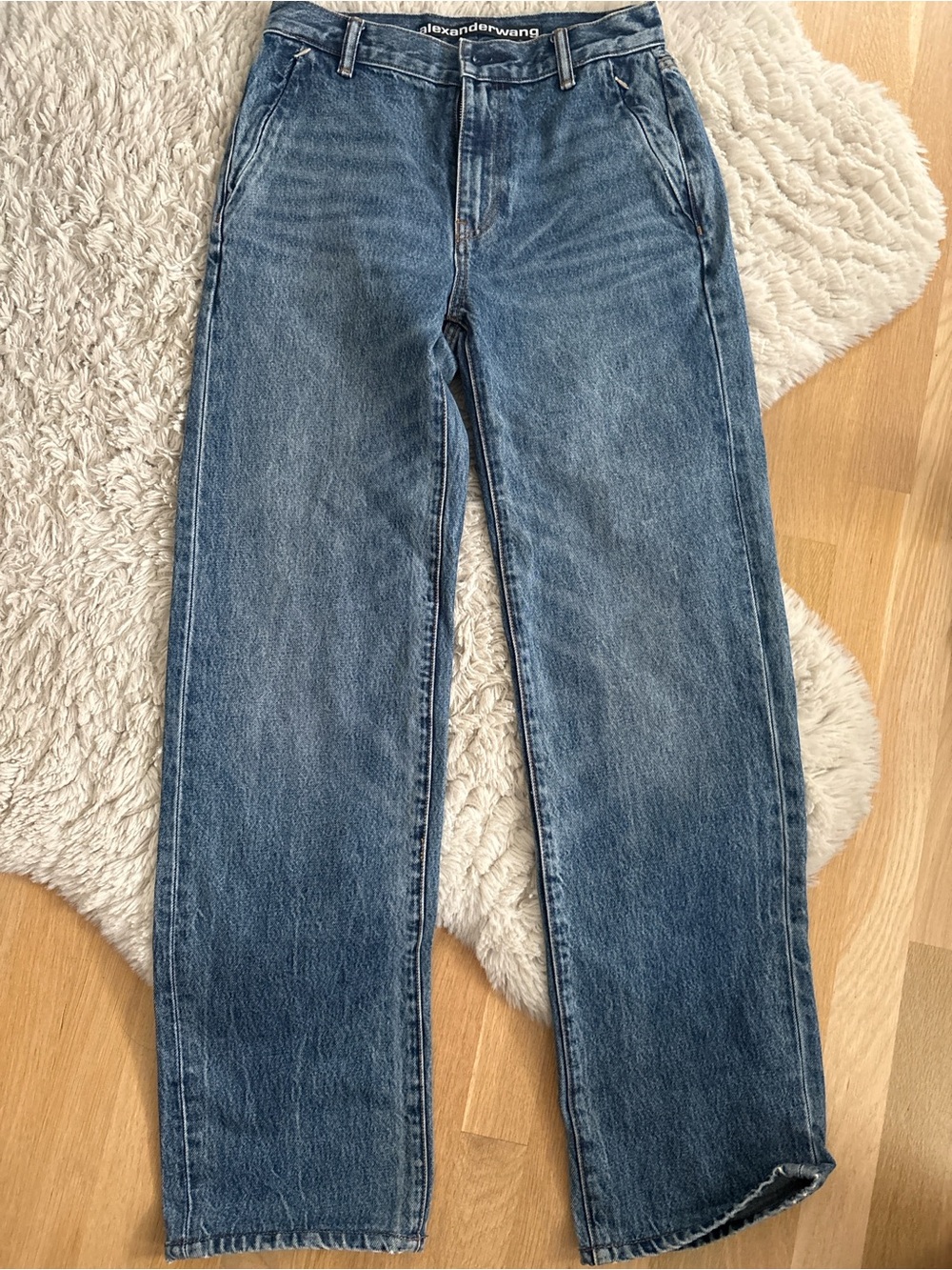 Alexander Wang Men’s Washed Blue Relaxed Straight Jeans